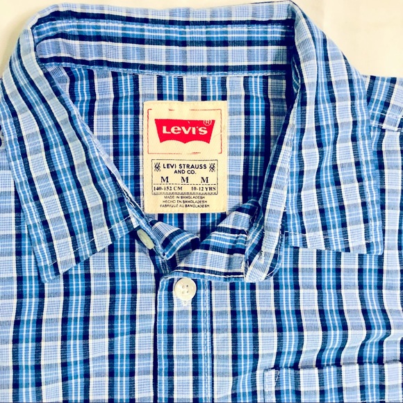 Boys Levi’s plaid short sleeve button-up shirt - Picture 3 of 4